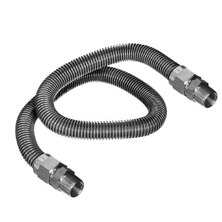 Flextron Gas Line Hose 5/8'' O.D. x 72'' Length 1/2" x 3/4" MIP Fittings, Stainless Steel Flexible Connector FTGC-SS12-72K
